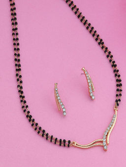 Estele - Gold Plated Twine Braid Mangalsutra Necklace Set for Women