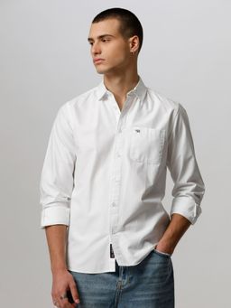 The Bear House - Ardor Edition Men White Solid Slim Fit Cotton Casual Shirt