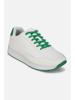 Allen Solly - Women White & Green Casual Lace Up Sneakers