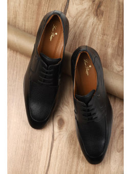 Louis Philippe - Men Black Leather Formal Lace Up Derbies Shoes