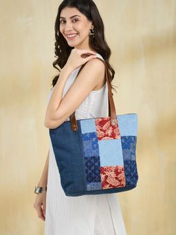 Fabindia - Blue Cotton Printed Tote Bag