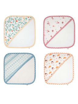 TIDY SLEEP - Kids Multi-Color Printed Face Towel (Pack Of 4) (0-6 Months)