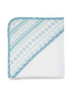 TIDY SLEEP - Kids Blue Printed Waffle Bath Towel (0-6 Months)