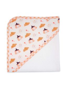 TIDY SLEEP - Kids Orange Printed Waffle Bath Towel (0-6 Months)