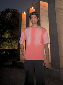 LUMIERES - Coral Rose Round Neck T-Shirt