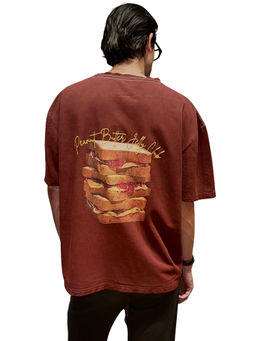 LUMIERES - Brown Toasted Round Neck T-Shirt