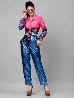 AAREIN - Blue Women Regular Fit Solid Trousers