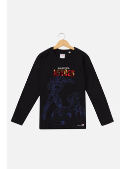 Allen Solly Junior - Boys Black Regular Fit Graphic Print Crew Neck T-Shirt