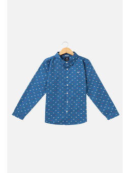Allen Solly Junior - Boys Blue Slim Fit Print Casual Shirt
