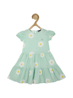 Allen Solly Junior - Girls Green Print Regular Fit Casual Frock