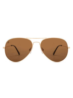 Vincent Chase - by Lenskart Gold Brown Medium Size Aviator Shape Full Rim Unisex Polarised and UV Sunglasses