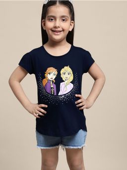 Kidsville - Kids Girls Frozen Blue Printed T-Shirt
