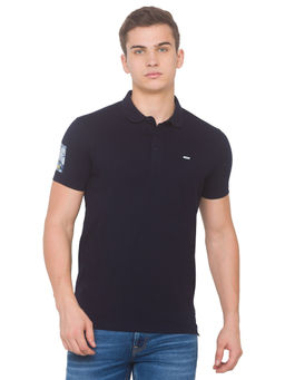 Spykar - Men Navy Blue Slim Fit Polo T-shirt