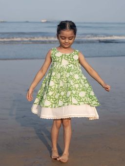 Love the world today - Piroutte Floral Hand Block Print Layered Girls Dress