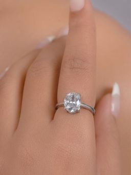 Margento Jewels - 925 Sterling Silver Swarovski Zirconia Oval Prong Setting Ring