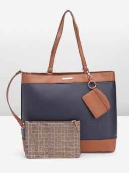 Anne Klein - Women Navy Blue Colorblock Tote Bag