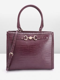 Anne Klein - Women Horsebit Shopper Red Textured Tote Bag