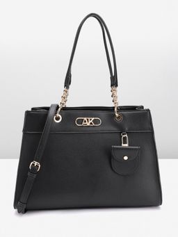 Anne Klein - Women Bevel Logo Black Textured Tote Bag