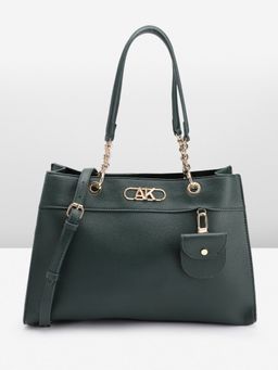 Anne Klein - Women Bevel Logo Green Solid Tote Bag