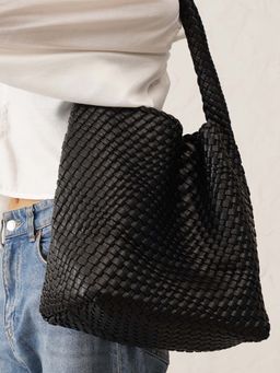 Carry City - Women Sobo Hobo Black Textured Tote Bag
