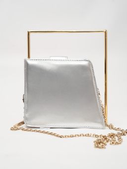 TANN TRIM - Women The Frame Silver Solid Handbag