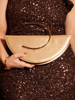 TANN TRIM - Women Arch Gold Solid Handbag