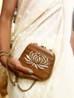 Rachana Reddy - Women Padma Tan Floral Clutch