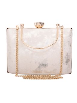 Vdesi - Women Metallic Fusion Cream Self Design Clutch