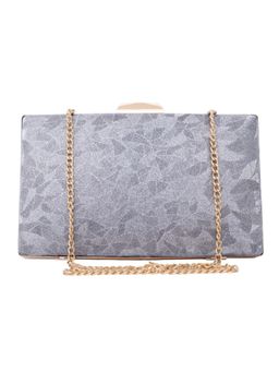 Vdesi - Women Metallic Harmony Silver Self Design Clutch