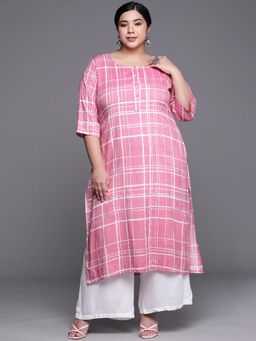 Extra love by Libas - Pink Printed Rayon Kurtas for Women