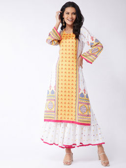 Pannkh - Women Kasturi Digital Placement Print Kurta With Sharara
