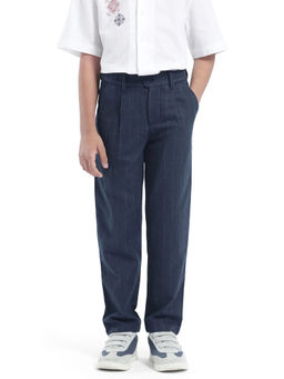 RARE ONES - Boys Navy Blue Polyester Blend Regular Fit Trouser - Rare Ones By Rare Rabbit