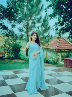 VAIRAGEE - Blue Soft Georgette Embroidery Saree and Soft Banglory Silk Unstitched Blouse