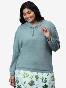 Instafab Plus - Size Women Solid Casual Sweatshirt Green