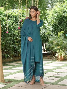 JITI - Blue Shaam Rang Kurta with Palazzo and Dupatta