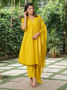 JITI - Yellow Surmai Subah Kurta with Pant and Dupatta