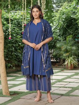 JITI - Navy Blue Tara Kurta with Palazzo and Dupatta