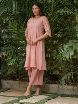 JITI - Pink Roohi Kurta with Palazzo and Dupatta