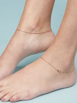 Zavya - Minimal Snake 925 Silver Anklets Rose Gold Plating