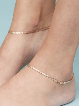 Zavya - Braided 925 Silver Anklets Rose Gold Plating