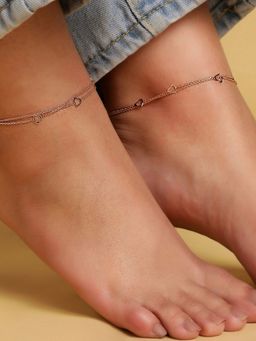 Zavya - Singing Hearts 925 Silver Anklets Rose Gold Plating