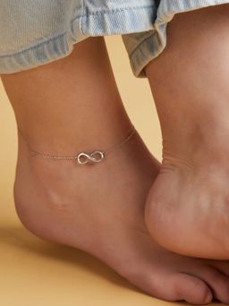 Zavya - Infinity Rhodium Plated 925 Sterling Silver Chain Anklet