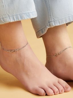 Zavya - Infinity Dual Chain 925 Sterling Silver Anklets