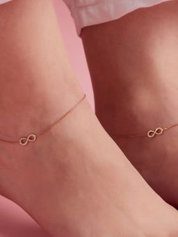 Zavya - Infinity Rose Gold Plated Cz 925 Sterling Silver Anklets