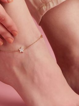 Zavya - Star Gold Plated Cz 925 Sterling Silver Anklet