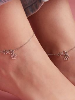 Zavya - Infinity and Paw 925 Sterling Silver Anklets