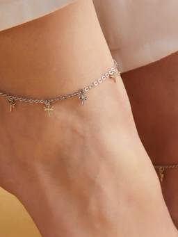 Zavya - Rhodium Plated Dragonfly 925 Sterling Silver Anklet