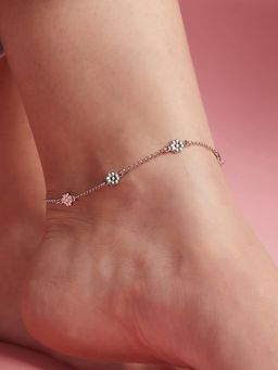 Zavya - Studded Flower 925 Sterling Anklet