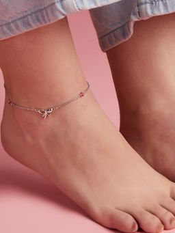 Zavya - Butterfly with Studded Stone 925 Sterling Silver Anklet