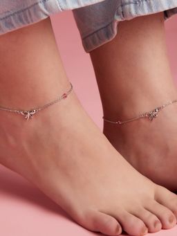 Zavya - Butterfly with Studded Stone 925 Sterling Silver Anklets